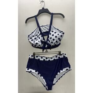 Polka Dot High-Waisted Bikini Set – Women’s Swimwear Set (Size XXL)